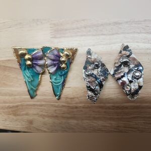 Artistic Gold and Multicolor Earrings